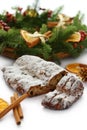 Christmas Stollen and wreath Royalty Free Stock Photo
