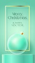 Christmas Stories Vector Advertising Card or Poster Template. Season Promo Background Scene with Realistic Bauble and