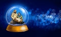 Christmas story. Christmas night, Mary, Joseph and the baby Jesus, Son of God , snowglobe Christmas decorations, art