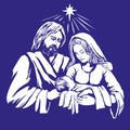 Christmas story. Mary, Joseph and the baby Jesus, Son of God , symbol of Christianity hand drawn vector illustration. Royalty Free Stock Photo