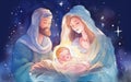 Christmas story. Christmas night, Mary, Joseph and the baby Jesus, Son of God , symbol of Christianity , Christmas Royalty Free Stock Photo