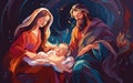 Christmas story. Christmas night, Mary, Joseph and the baby Jesus, Son of God , symbol of Christianity , Christmas Royalty Free Stock Photo