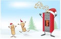 Christmas stove cartoon with fun Wood pellett