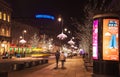 CHRISTMAS STREET, LIGHTINGS IN OLD TOWN, WARSAW, POLAND. Royalty Free Stock Photo