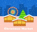 Christmas street market urban vector background Royalty Free Stock Photo