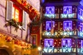 Christmas street at night, Colmar, Alsace, France Royalty Free Stock Photo