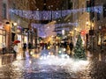 Christmas street people walking city blurring light ,blurred light people walking in the street old town Tallinn travel to Estonia Royalty Free Stock Photo