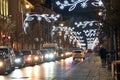 Christmas street traffic in Vilnius old Town