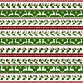 Christmas striped pattern with deers and holly