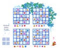 Christmas Sudoku for kids. Page for brain teaser book. Set of logic puzzle games for children. Place toys in empty spaces so that