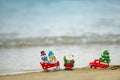 Christmas on summer sea background. Tropical paradise, ocean beach texture for new year banner. Royalty Free Stock Photo
