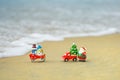 Christmas on summer sea background. Tropical paradise, ocean beach texture for new year banner. Royalty Free Stock Photo