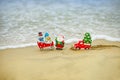 Christmas on summer sea background. Tropical paradise, ocean beach texture for new year banner. Royalty Free Stock Photo