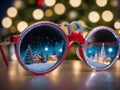 Christmas Sunglasses With A Christmas Scene In The Lenses. Generative AI