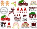 Christmas Svg bundle - gnomes, old vintage truck, mistletoe, buffalo plaid reindeer, gingerbread, rainbow. Christmas clipart Royalty Free Stock Photo