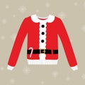 Christmas sweater on background with snowflakes