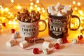 Christmas sweets candy and marshmallows on the table