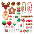 Christmas sweets set. Assorted candies and cookies. Royalty Free Stock Photo