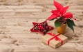 Christmas Symbol. Poinsettia Flower. Gift Box Royalty Free Stock Photo