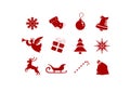 Christmas symbols: bell, sleigh, star, gift - isolated images Royalty Free Stock Photo