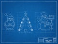 Christmas Symbols - Blueprint Royalty Free Stock Photo