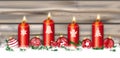 Christmas Symbols 4 Candles Header Card Worn Wood