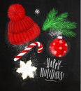 Christmas symbols hat chalk