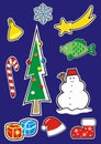 Christmas symbols, set, label, vector icon Royalty Free Stock Photo