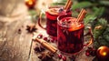 Christmas Symphony Mulled Red Wine, Spices, Fruits, Ai Generated
