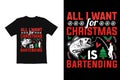 Christmas t shirt design. Christmas day plan bartending t shirt graphic