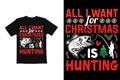 Christmas t shirt design. Christmas day plan hunting t shirt graphic