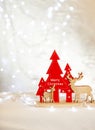Christmas table on the background of Christmas lights bokeh Royalty Free Stock Photo