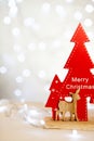 Christmas table on the background of Christmas lights bokeh Royalty Free Stock Photo