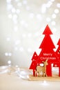 Christmas table on the background of Christmas lights bokeh Royalty Free Stock Photo