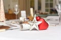 Christmas table decorations on a family home table Royalty Free Stock Photo