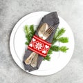 Christmas table place setting decoration Square image