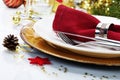 Christmas table place setting Royalty Free Stock Photo