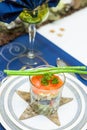 Christmas table with seafood verrine