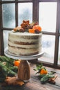 Christmas table setting with chocolate cherry cake and sugar cookies. See series Royalty Free Stock Photo