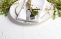 Christmas table setting. Holiday background Royalty Free Stock Photo