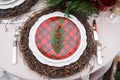 Christmas table setting with natural material