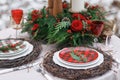 Christmas table setting with natural material