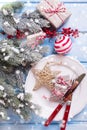 Christmas table setting. Royalty Free Stock Photo