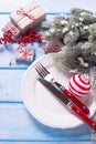 Christmas table setting. Royalty Free Stock Photo