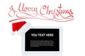 Christmas tablet computer with Santa hat, isolated over white background