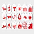8 Christmas tag set. Christmas card set. Vector illustration. Template for greeting winter holiday invitation cards Royalty Free Stock Photo