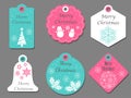 Christmas Gift Tags Set Isolated On A Dark Gray Background. Flat Style Vector Illustration. Royalty Free Stock Photo