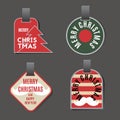 Christmas tags collection with tree,ball,stripes,mustache and New Year wishes.