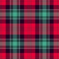 Christmas tartan seamless pattern. Trendy bright Christmas colors. Checkered scottish ornament in red, green and purple