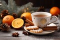 Christmas tea cup biscuits. Generate Ai Royalty Free Stock Photo